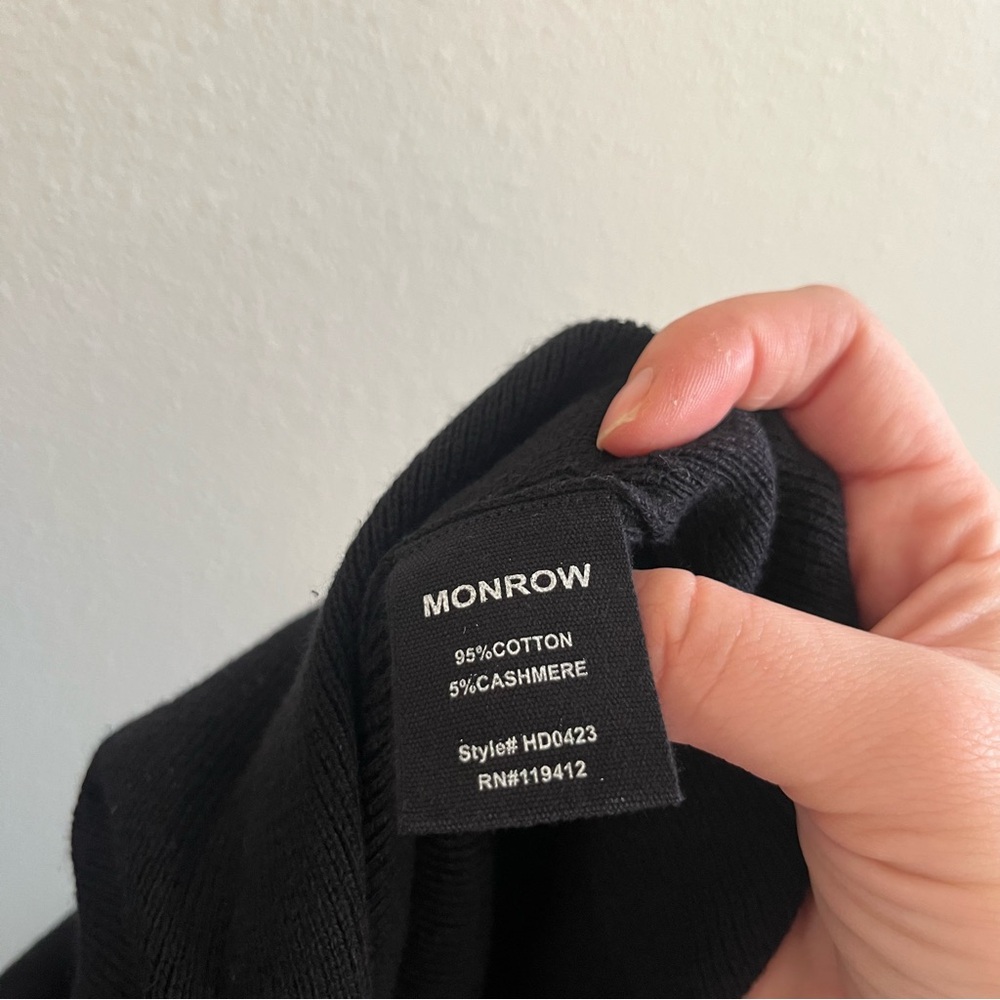 NWT Monrow Black Cotton Cashmere Long Sleeve Fit & Flare Knit Mini Sweater Dress - Picture 9 of 9